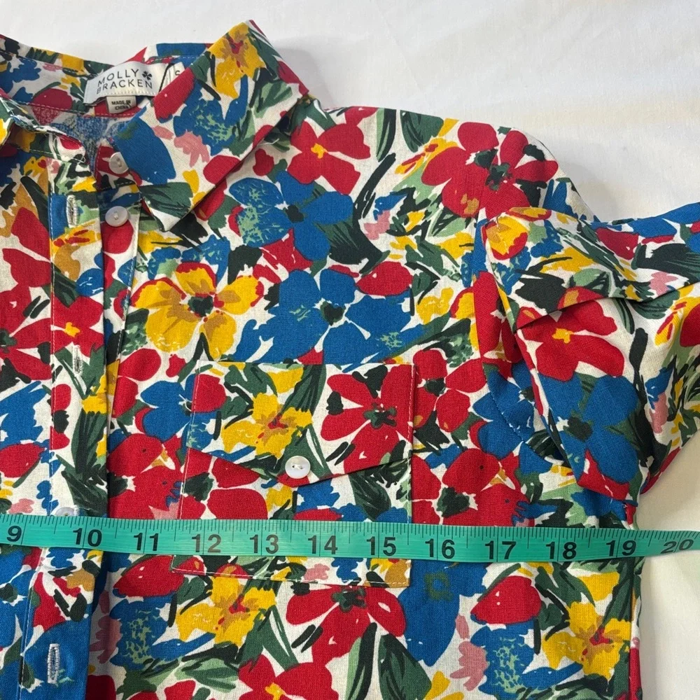 🌸 Molly Bracken Floral Front Tie, Button Blouse Colorful Women’s Small NWT 🌸 - Picture 10 of 14